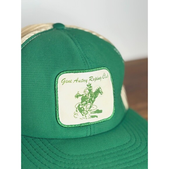 Vintage Gene Autry Roping Club Snapback Cap Hat Trucker Green Western Cowboy - Picture 1 of 8